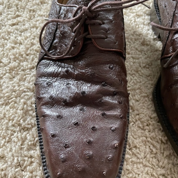 Studio Belvedere Full Quill Ostrich Leather Oxford Dress Shoes - Size 10.5 - Picture 9 of 16